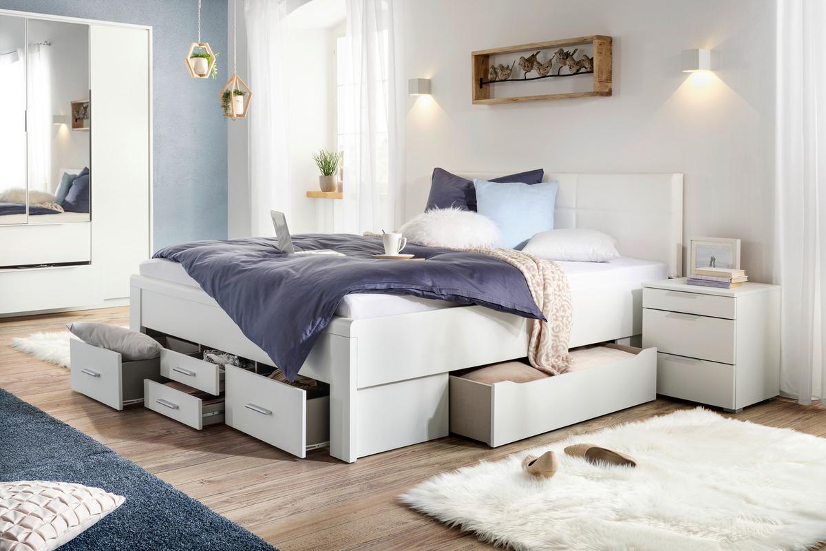 Bett in Weiss ca. 180x200cm - Konventionell, Holzwerkstoff/Textil (185/102/208cm) - Mömax