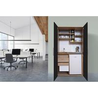 Schrankküche mit Kühlschrank + Kochfeld Schwarz B: ca. 104 cm - Edelstahlfarben/Eichefarben, KONVENTIONELL, Holzwerkstoff/Metall (104/193/67cm) - Respekta