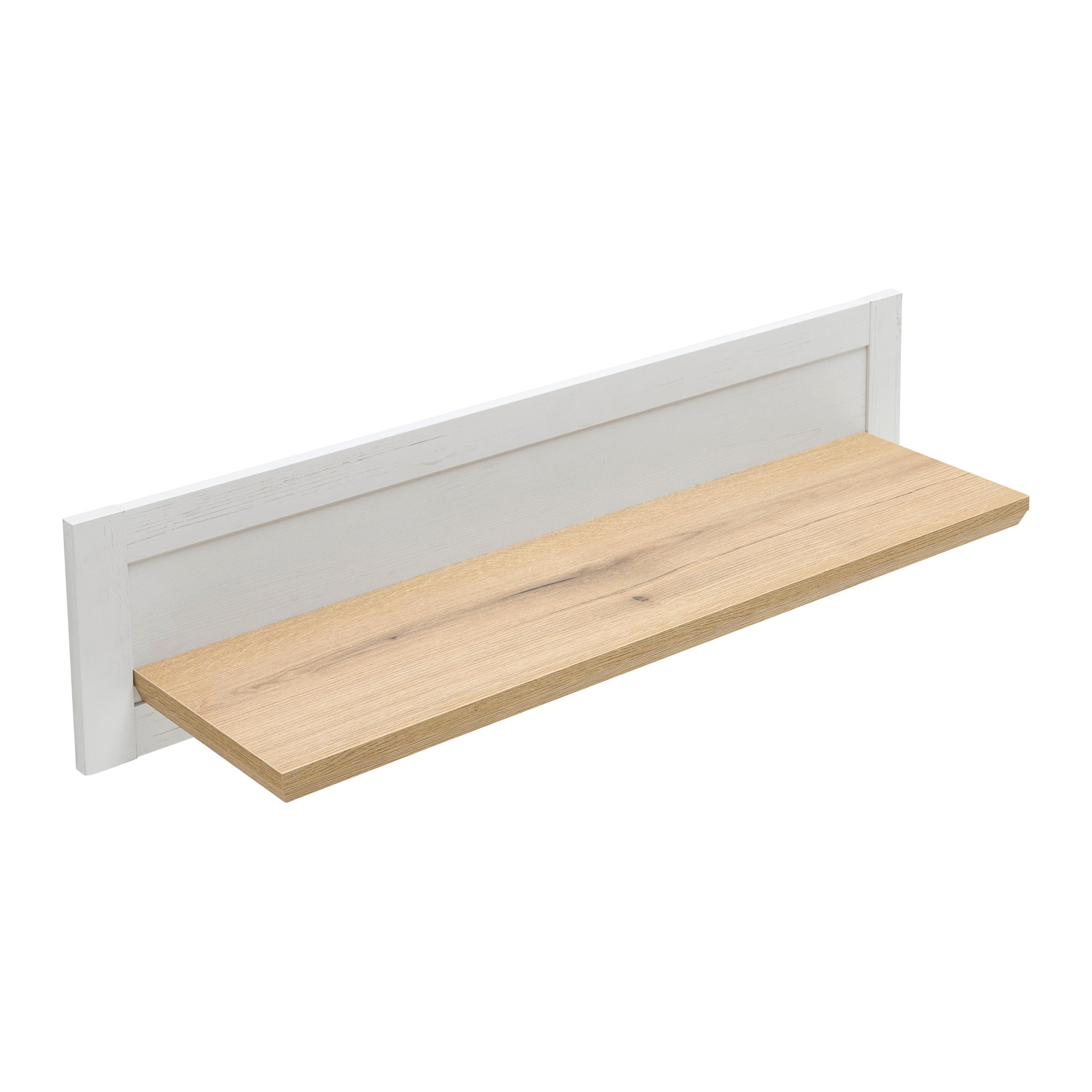 VÄGGHYLLA KORSIKA -EXKLUSIV- - vit/ekfärgad, Romantik / Lanthus, trämaterial (100/23,5/25cm) - Mömax