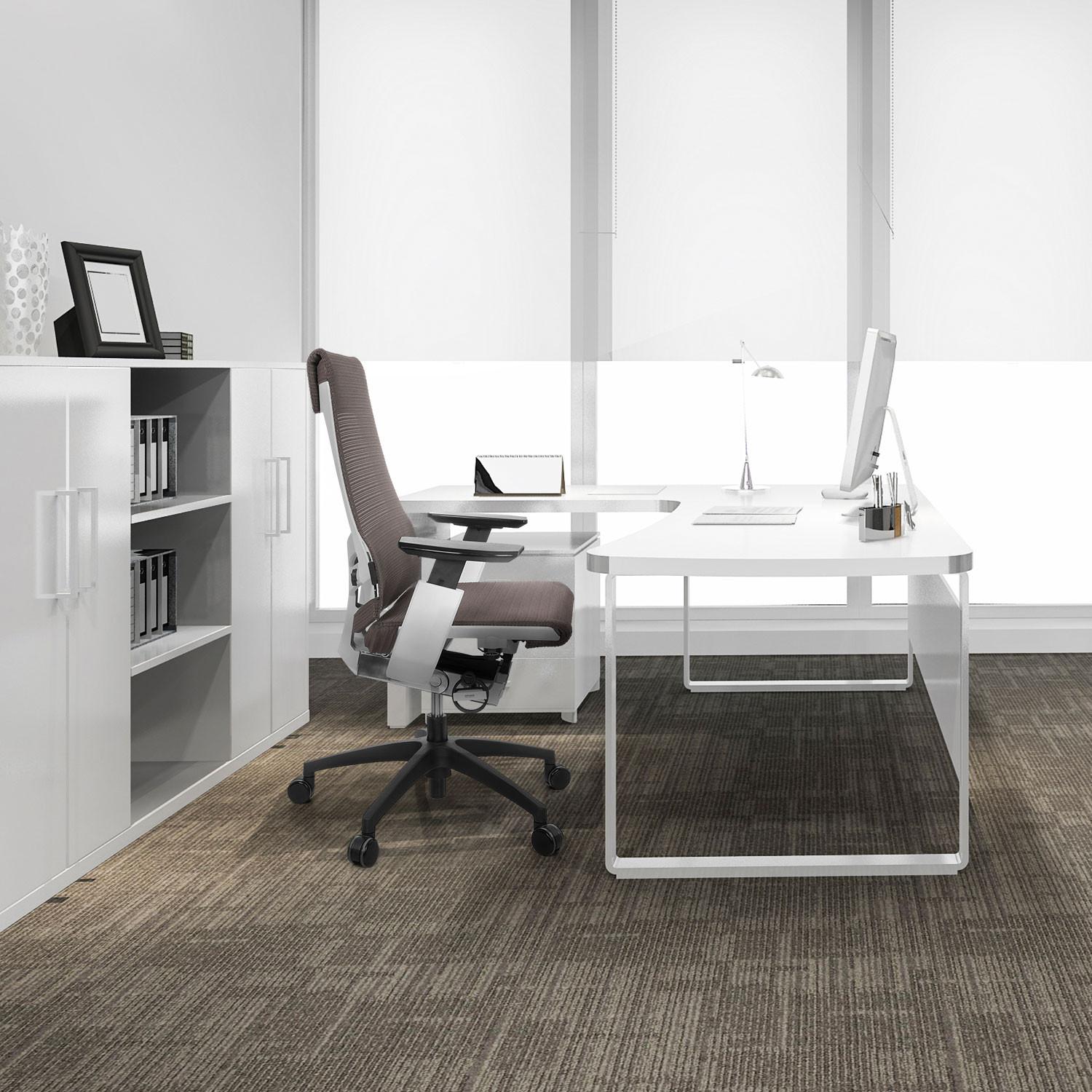 Pisarniški Stol Genidia Smart White, Bela, Siva - siva/črna, Moderno, umetna masa/tekstil (70/112/55cm) - MID.YOU