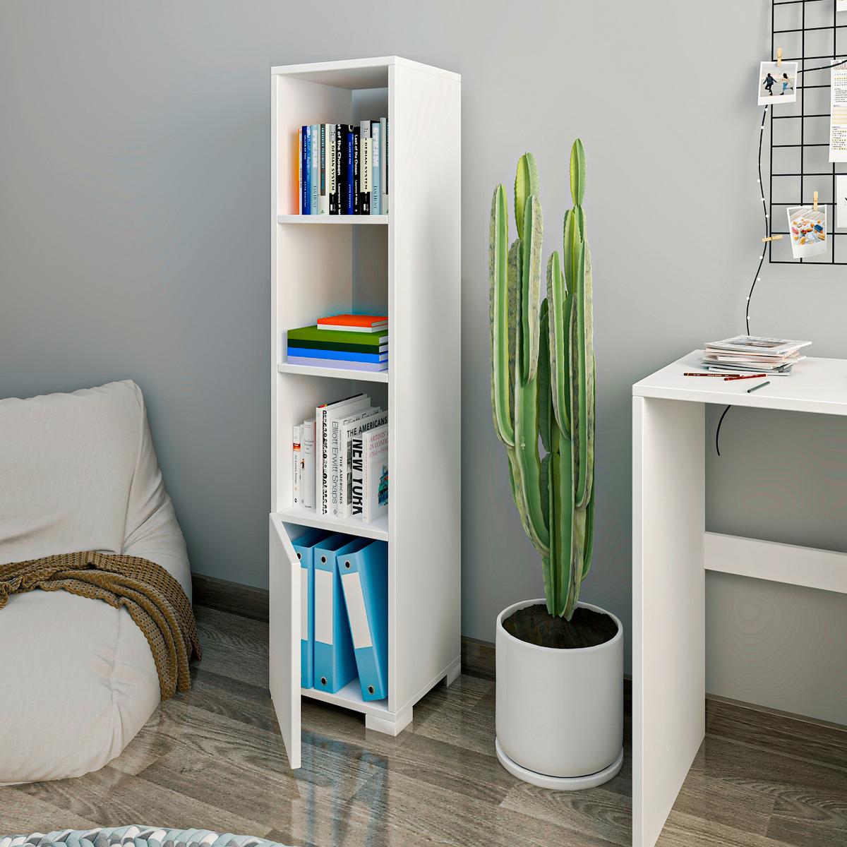 REGAL KUZEY BÜCHEREGAL - Weiss, Design, Holzwerkstoff (31/136/30cm) - Livetastic