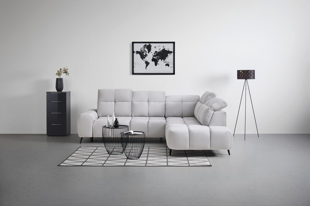 Kutna Garnitura Silvio - svijetlo siva/crna, Moderno, tekstil/metal (275/85-105/225cm) - Mömax