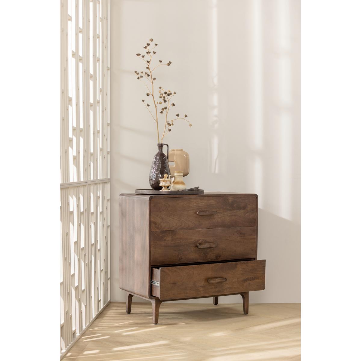 Kommode Liya Mangoholz - Dunkelbraun, Design, Holz (90/90/50cm) - Livetastic
