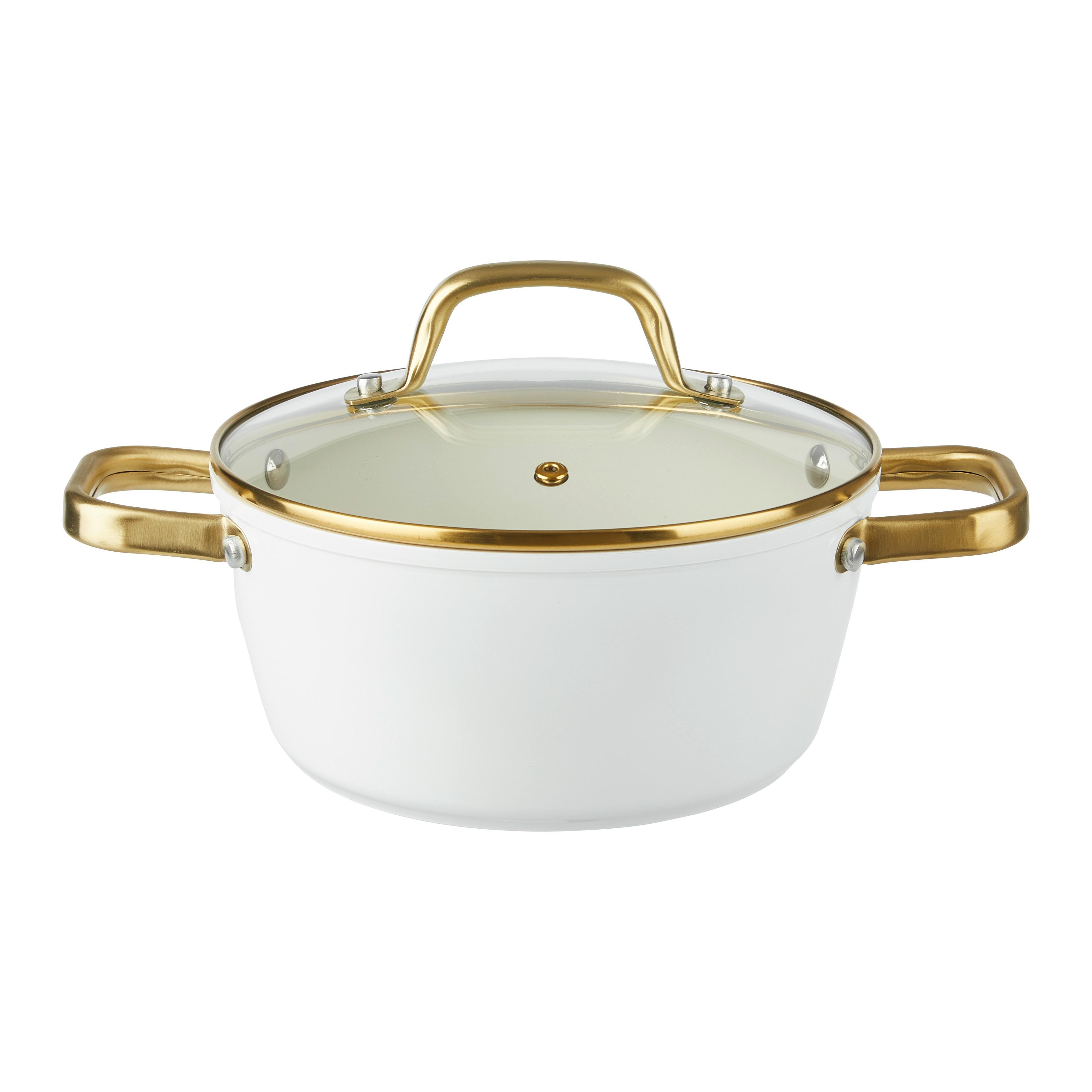 GRYT- OCH KASTRULLSET ELEGANCE - klar/vit, Klassisk, metall/glas - Mömax