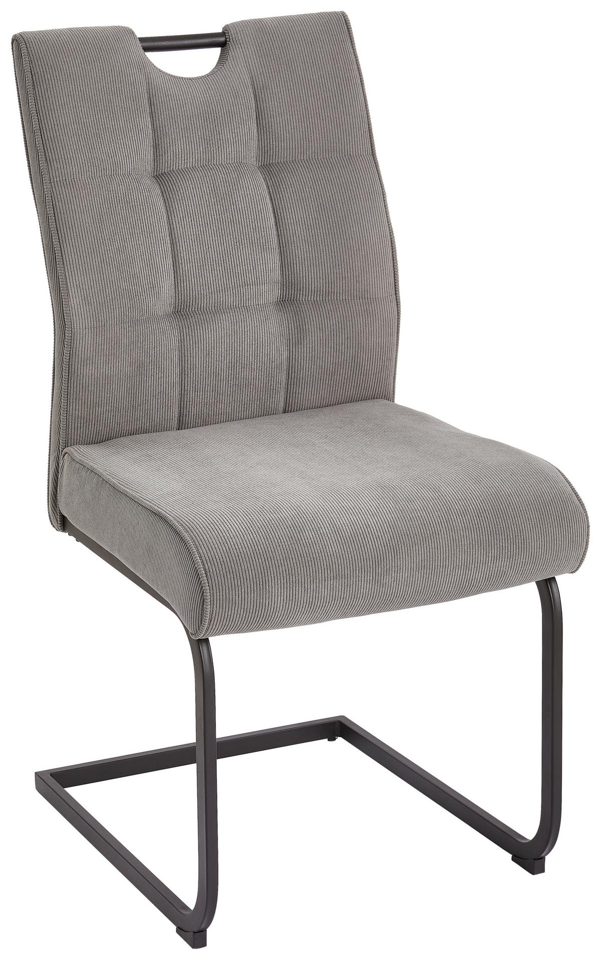 KRZESŁO NA PŁOZIE EMILY - czarny/szary, Modern, metal/tkanina (49/98/61cm) - Livetastic