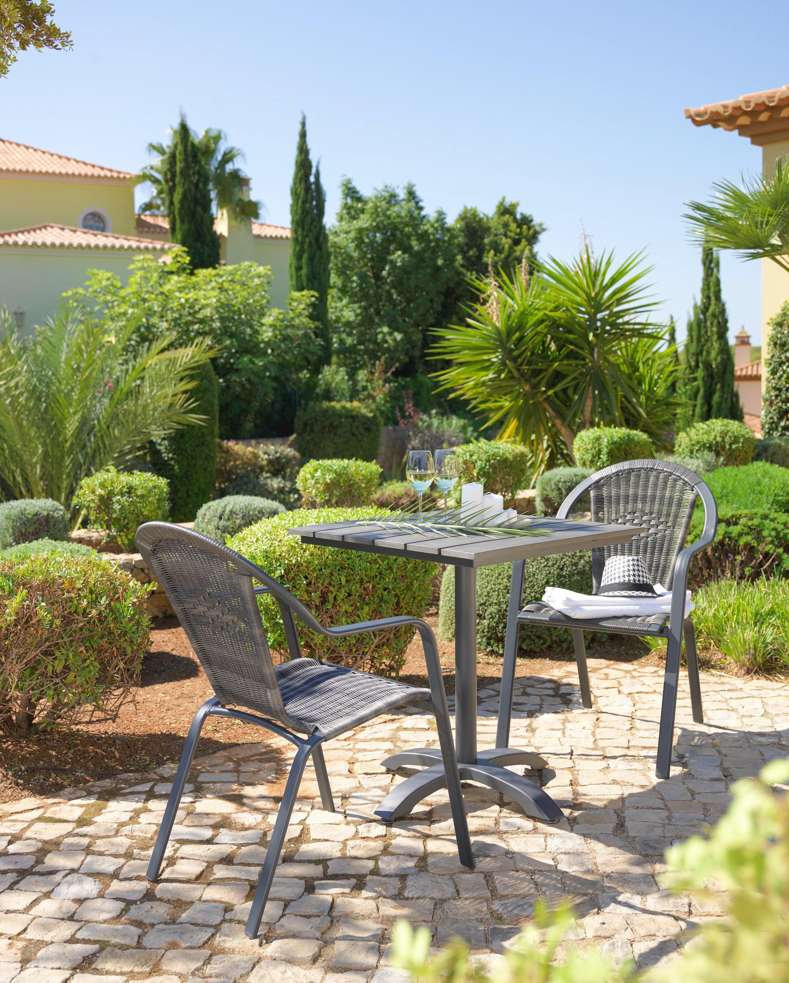 Gartentisch Sammy in Anthrazit - Anthrazit/Grau, Kunststoff/Metall (70/72/70cm) - Mömax modern living