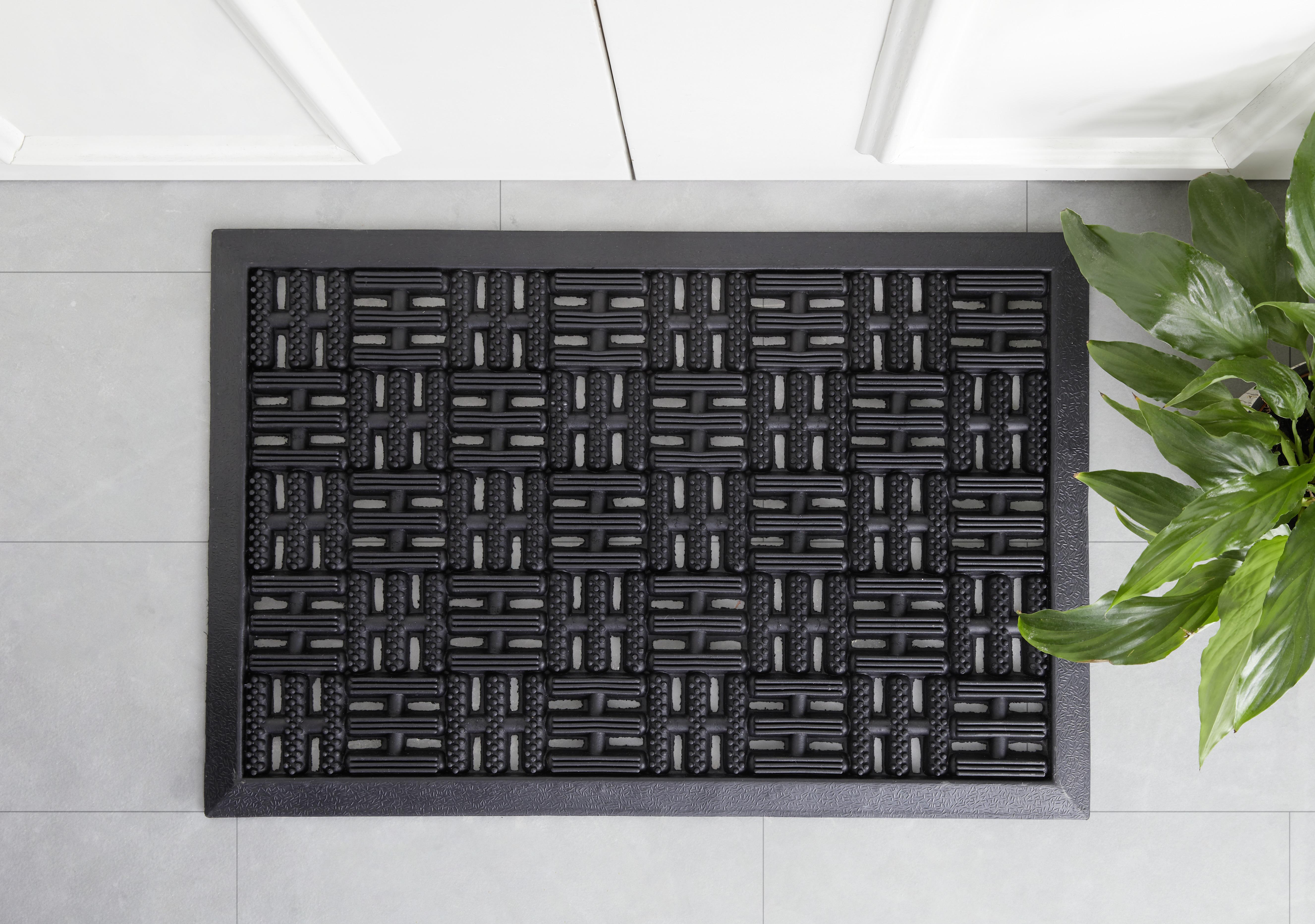 Fußmatte Karo in Schwarz ca. 40x60cm - Schwarz, Basics, Kunststoff (40/60cm) - Modern Living
