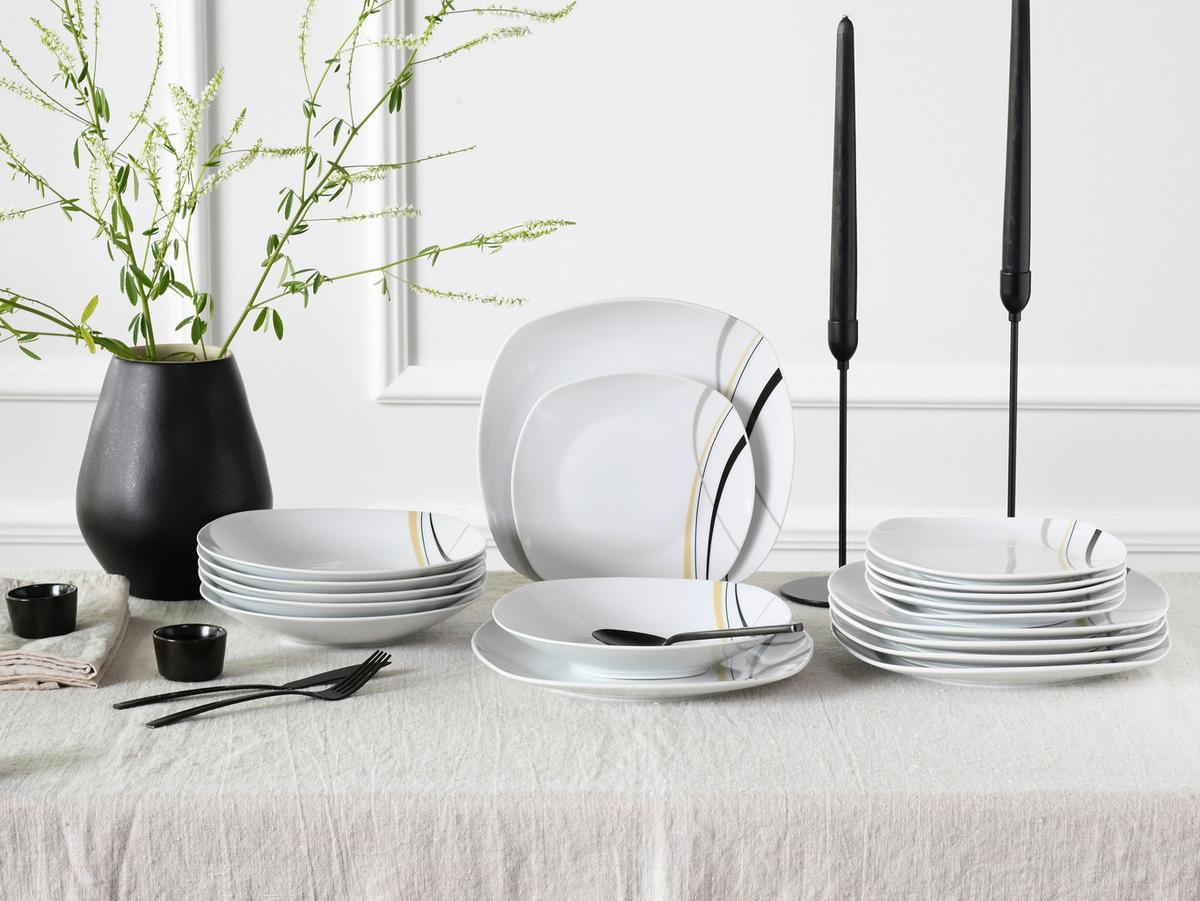 Jedilni Servis Square City Line, 18-Delni - siva/bela, Trend, keramika - Creatable