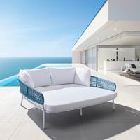 île de soleil weiß/blau, Outdoorgewebe - Türkis/Weiss, Modern, Textil/Metall (170/68/150cm) - Bessagi Garden