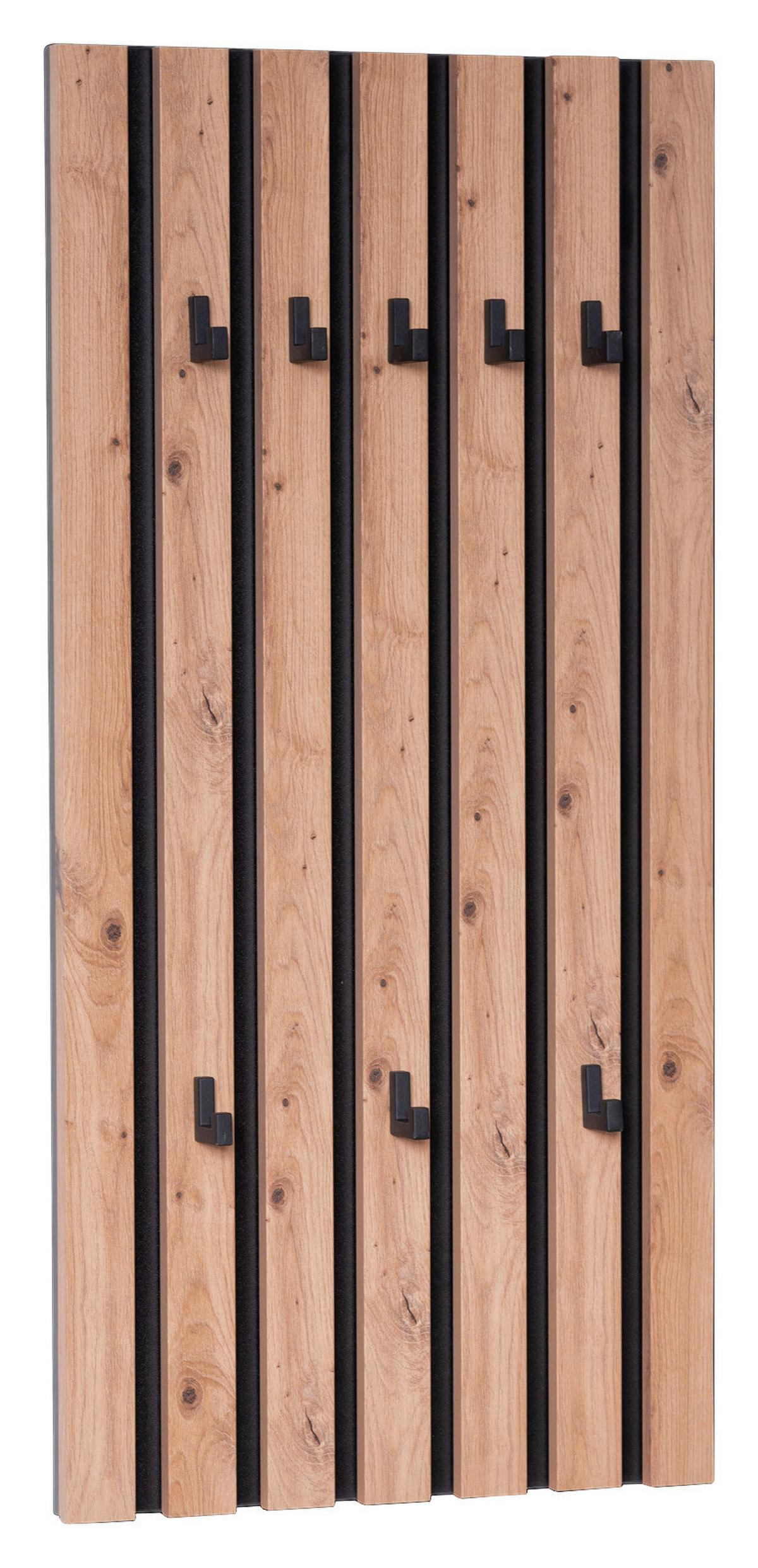 WIESZAK ŚCIENNY TIP 2 - czarny/dąb artisan, Design, materiał drewnopochodny (45/90/4cm) - Xora