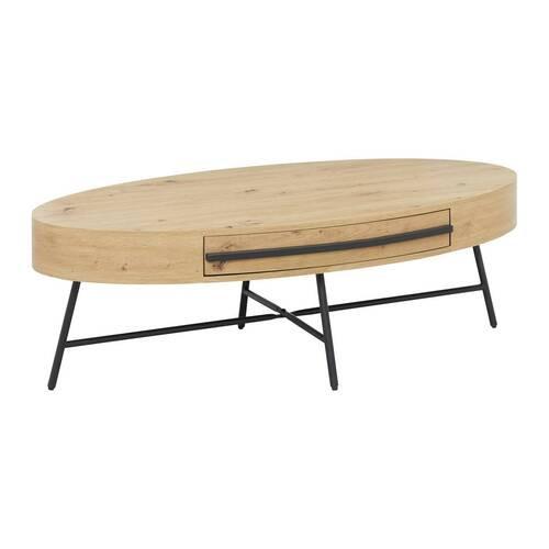 Couchtisch Emilia Eichefarben MDF mit Stauraum - Eichefarben/Schwarz, MODERN, Metall (120/60/40cm) - Bessagi Home