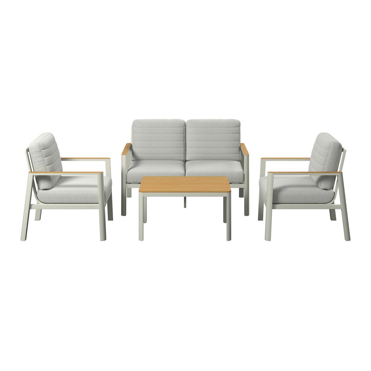 Kerti Garnitúra Garda - világosszürke/natúr színű, Modern, műanyag/textil