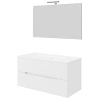 Fürdőszoba Szett Iris - magasfényű fehér/fehér, Design, faalapú anyag/kerámia (100/47/53cm)