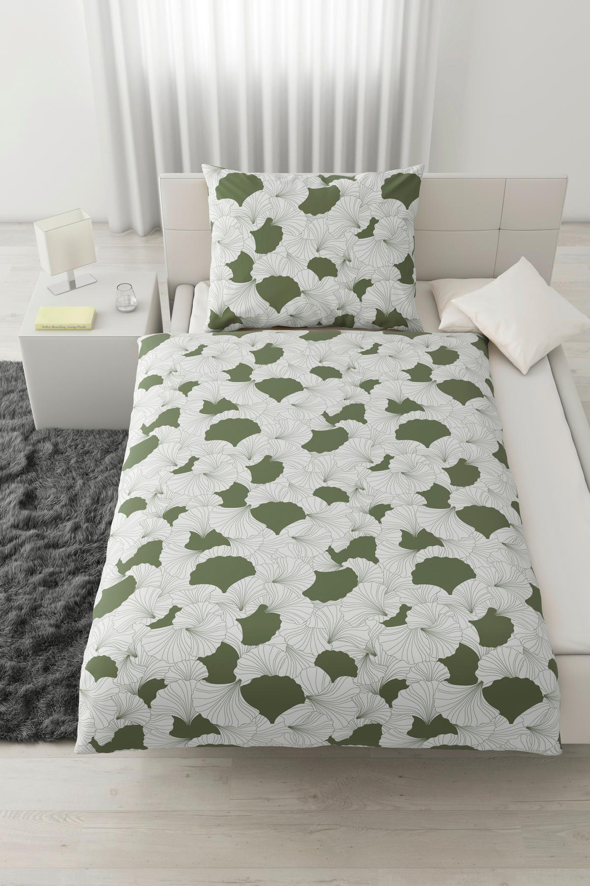 BETTWÄSCHESET GINGKO - Olivgrün, Modern, Textil (160/210cm) - Modern Living