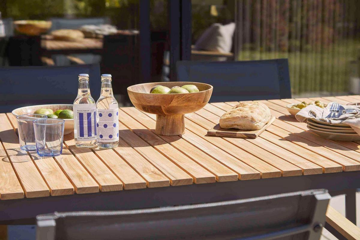 Gartentisch Mood Teakholz/Anthrazit - Anthrazit/Teakfarben, KONVENTIONELL, Holz/Metall (167,5/100/74cm) - Gardenson