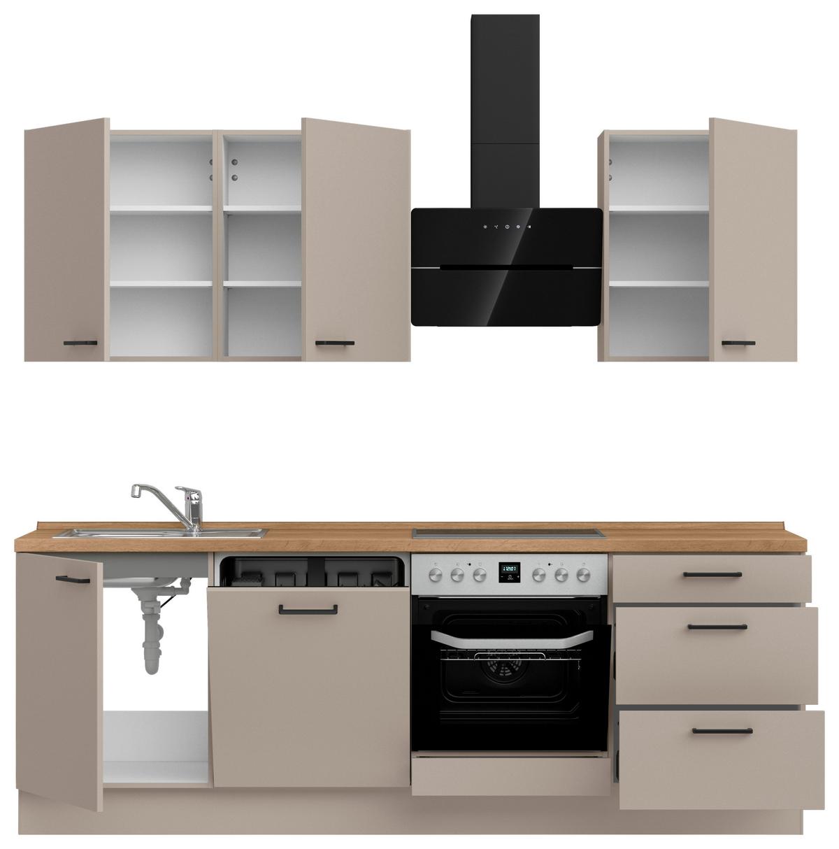 Küchenleerblock Easytouch High o. Geräte Sandfarben - Sandfarben/Eichefarben, MODERN, Holzwerkstoff/Metall (240cm) - Nobilia