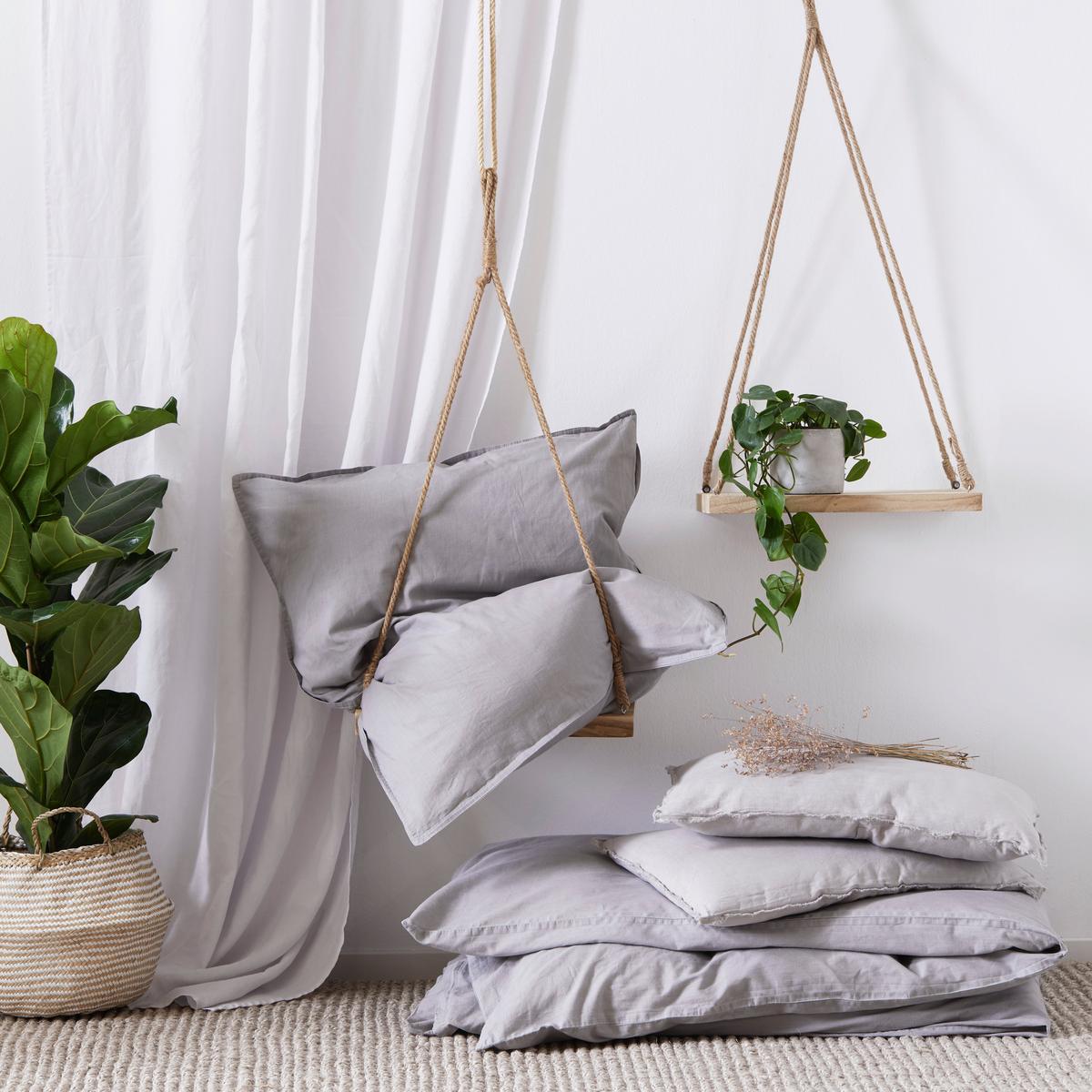 Bettwäsche Stone Washed XL ca. 140x220 - Hellgrau, MODERN, Textil (140/220cm) - Modern Living