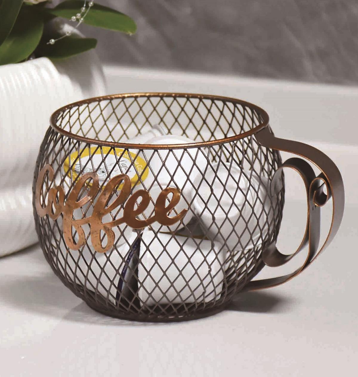 Kávékapszula Tartó Coffee - rézvörös, Modern, fém (18,5/14/10,5cm)