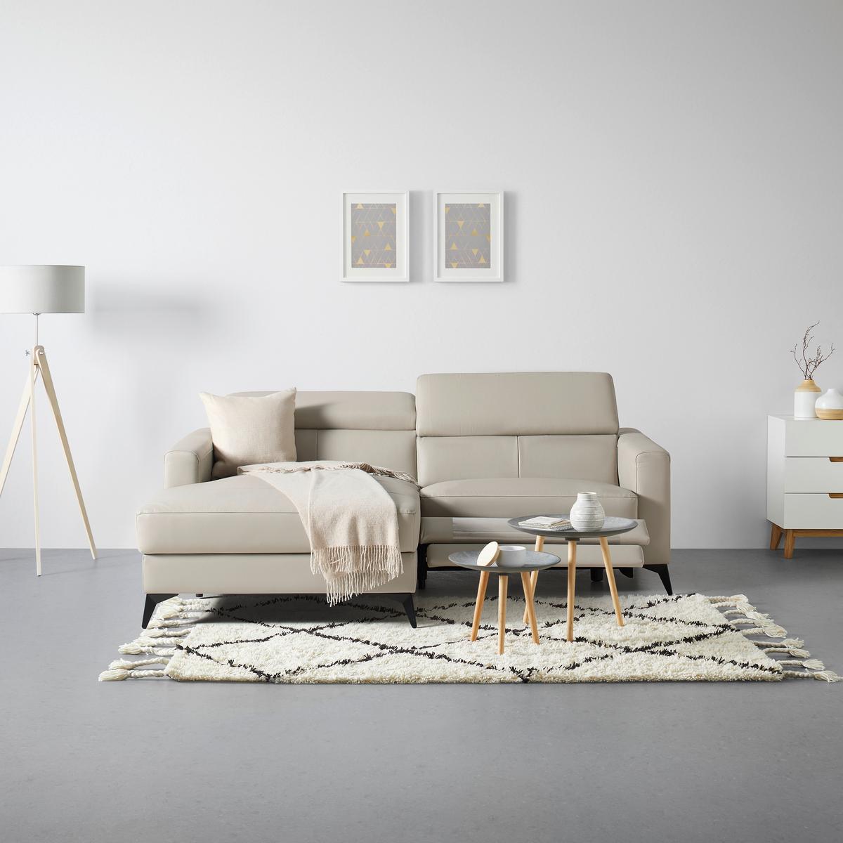 Sarokkanapé Bari - bézs, Konventionell, bőr/textil (102-163/75-95/214cm) - Mömax