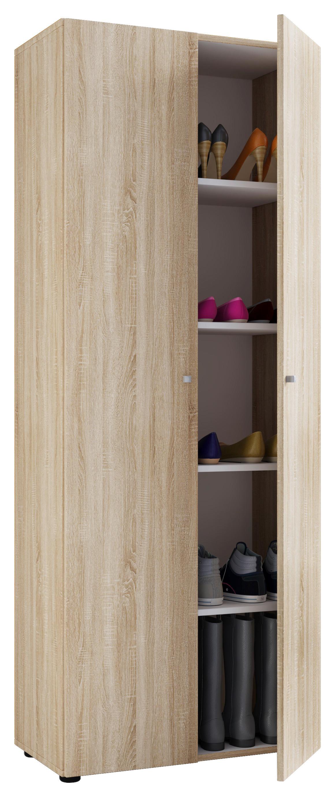 Schuhschrank Vandol I 5 Dt - Silberfarben/Schwarz, Design, Holzwerkstoff/Kunststoff (71/180/39cm) - MID.YOU
