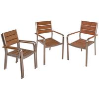 Gartenstuhl-Set Florence Teak/Champagner 4er-Set - Champagner/Teakfarben, Basics, Kunststoff/Metall (55/85/60cm) - Gardenson
