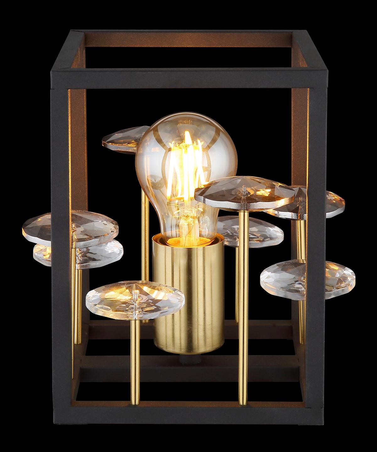 Tischleuchte Lisbon Gold/Schwarz max. 40 Watt - Klar/Goldfarben, Basics, Glas/Kunststoff (15/15/20cm) - Globo