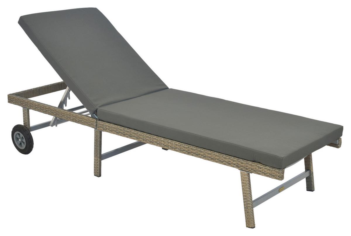 Vrtni Ležalnik Navarra - siva/bež, Moderno, kovina/umetna masa (202/35/65cm) - Gardenson