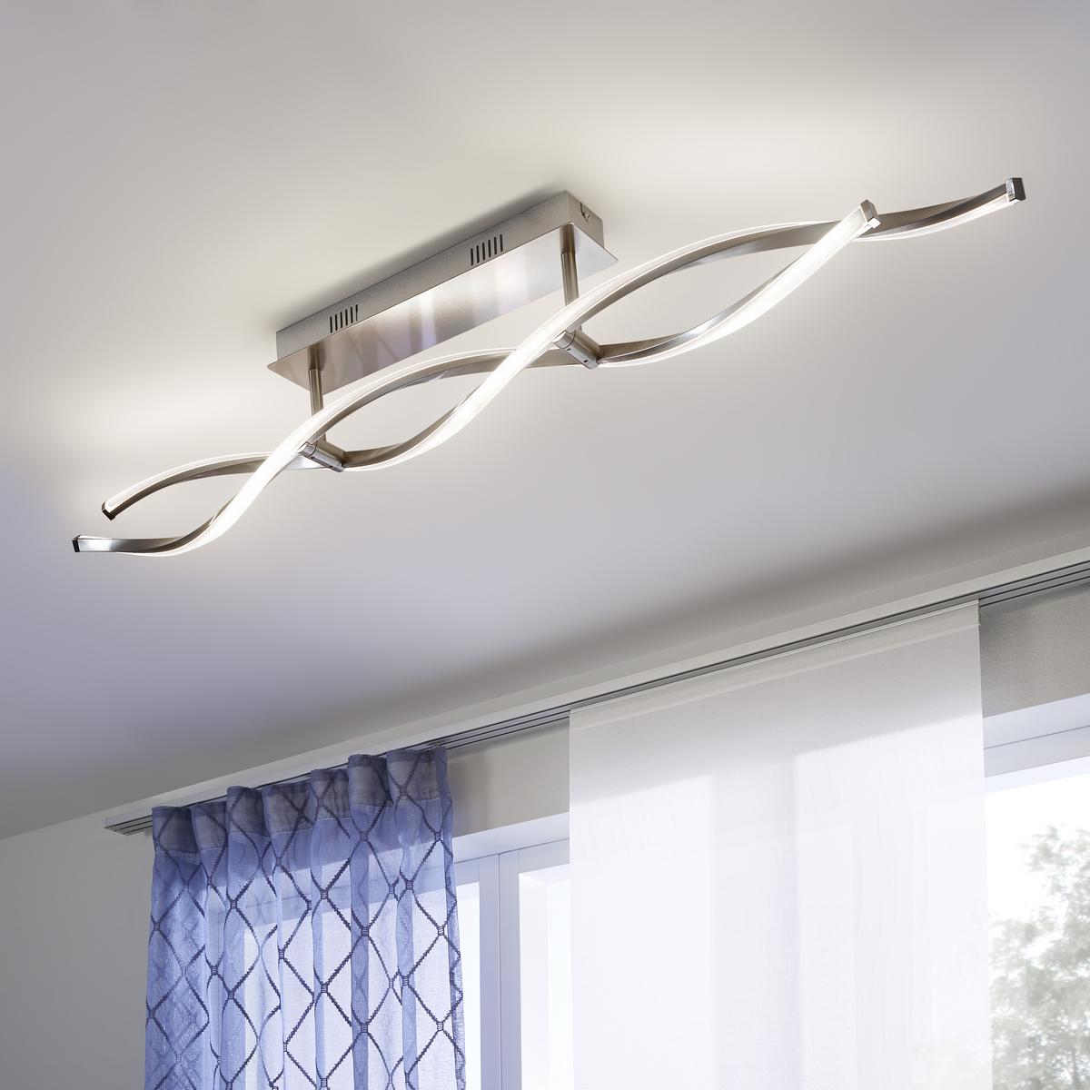 LAMPA SUFITOWA LED 9143-55 POLINA - kolor niklowy, Design, metal (110/8/15,6cm) - Paul Neuhaus