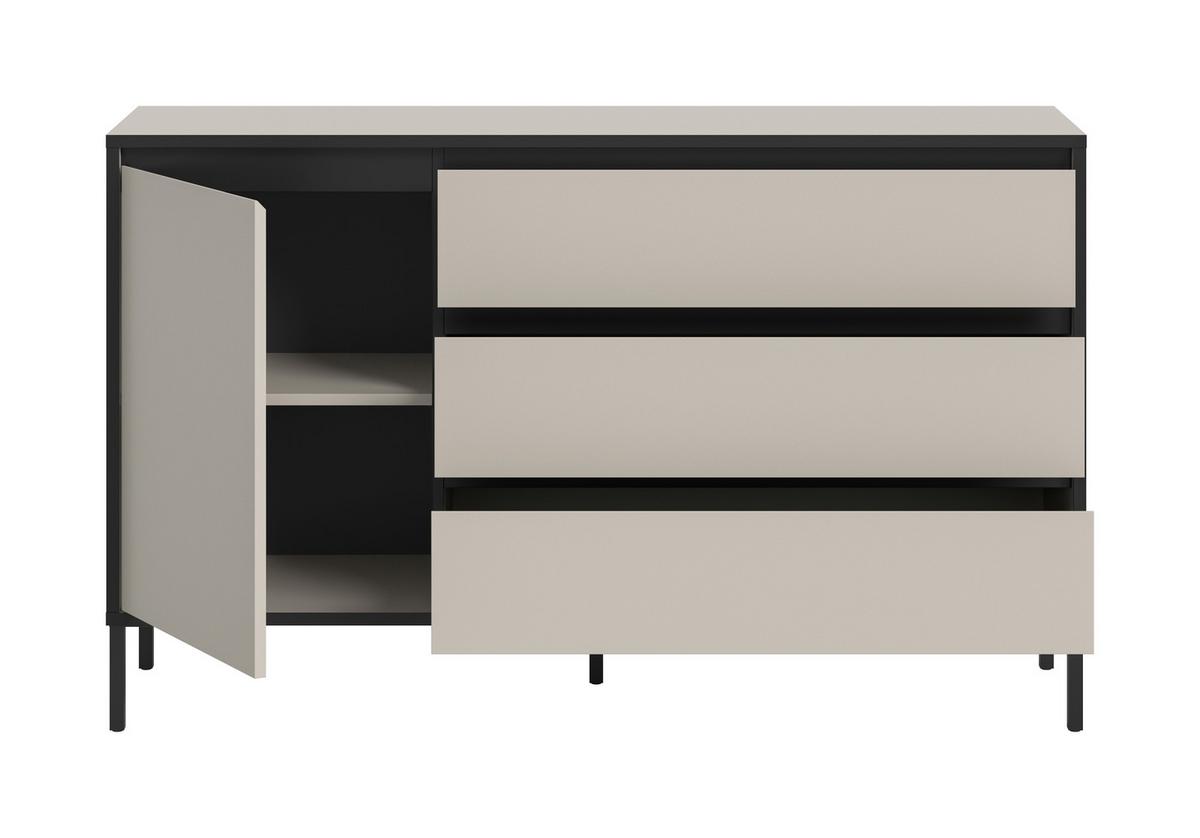 SIDEBOARD TRON - Kaschmir/Schwarz, Design, Holzwerkstoff/Metall (136/83/38cm) - Livetastic