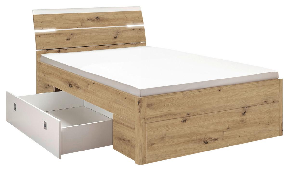 Postelja Mars, S Predali, 140x200 - črna/bela, Konvencionalno, umetna masa/leseni material (140/200cm) - MID.YOU