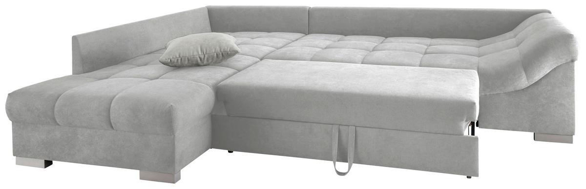 Wohnlandschaft Alvito Silberfarben Nylon/Mikrofaser - Silberfarben, Design, Holz/Textil (202/298cm) - MID.YOU