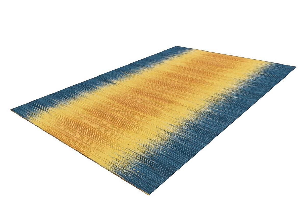 Flachwebeteppich Sunset  8070 Gelb/blau 90x160 - Blau/Gelb, Basics, Textil (90/160cm) - Kayoom