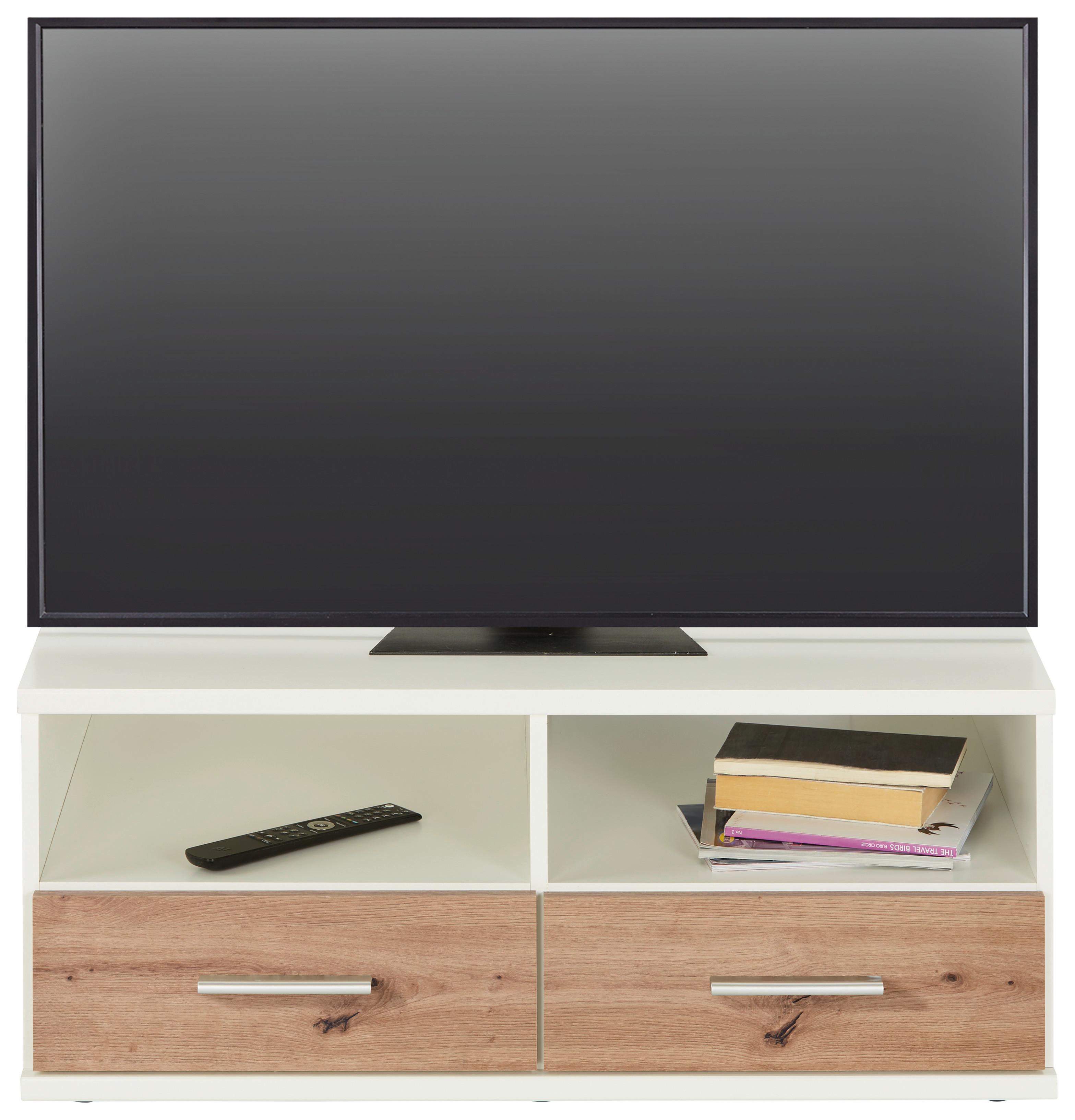 TV-Element Young in Weiss/Eiche Artisan - Alufarben/Eiche Artisan, Konventionell, Holzwerkstoff/Kunststoff (92/38/58cm) - Mömax