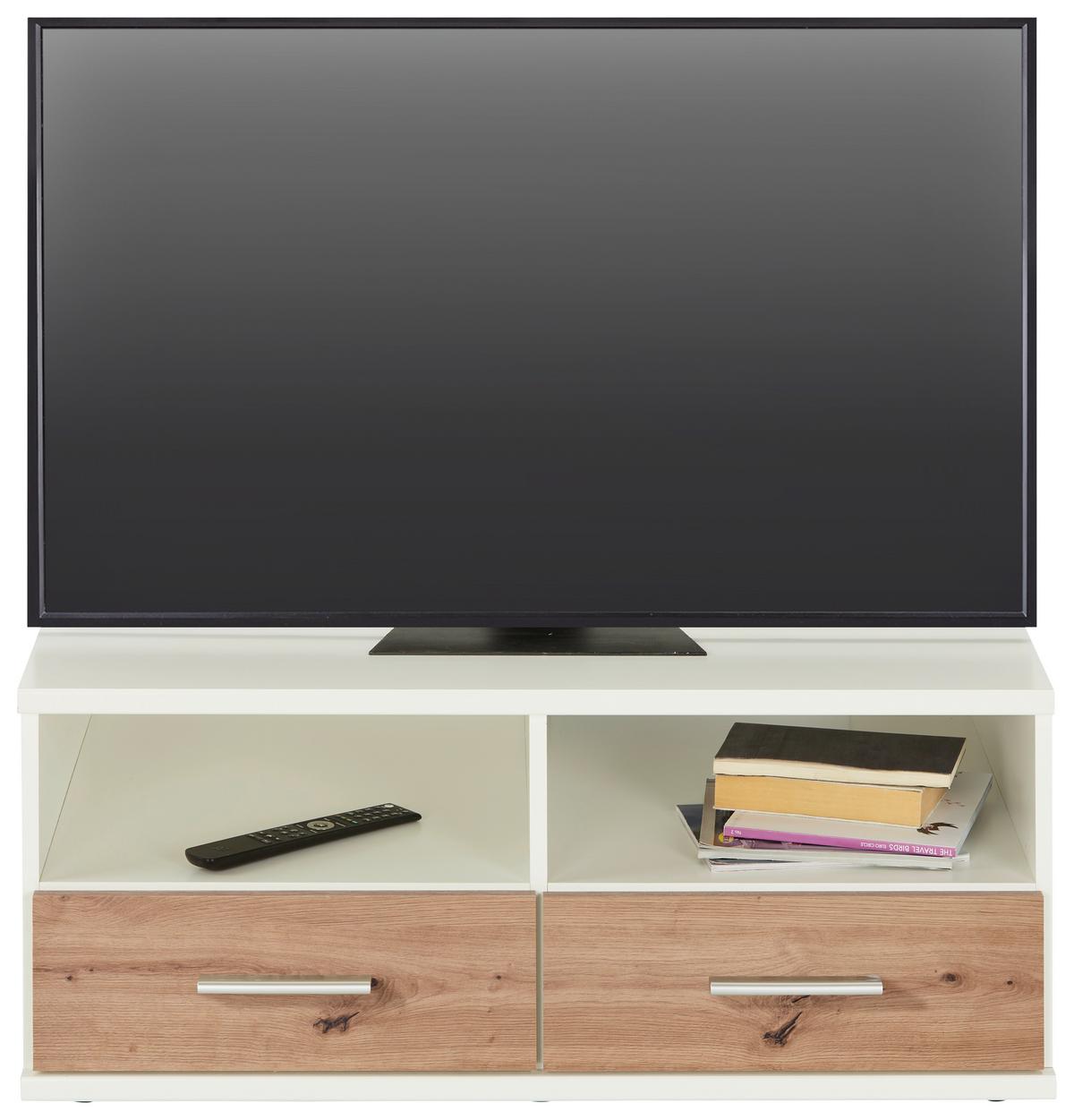 TV-Element Young in Weiß/Eiche Artisan - Alufarben/Eiche Artisan, KONVENTIONELL, Holzwerkstoff/Kunststoff (92/38/58cm) - Mömax