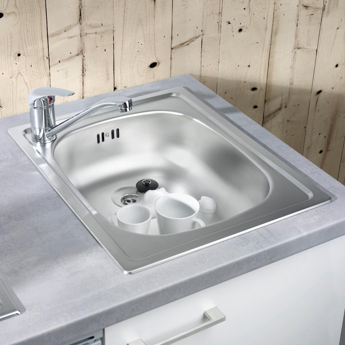 Küchenblock inkl. 2 E-Geräte Neo in Weiß - Weiß, MODERN, Holzwerkstoff (150cm) - FlexWell