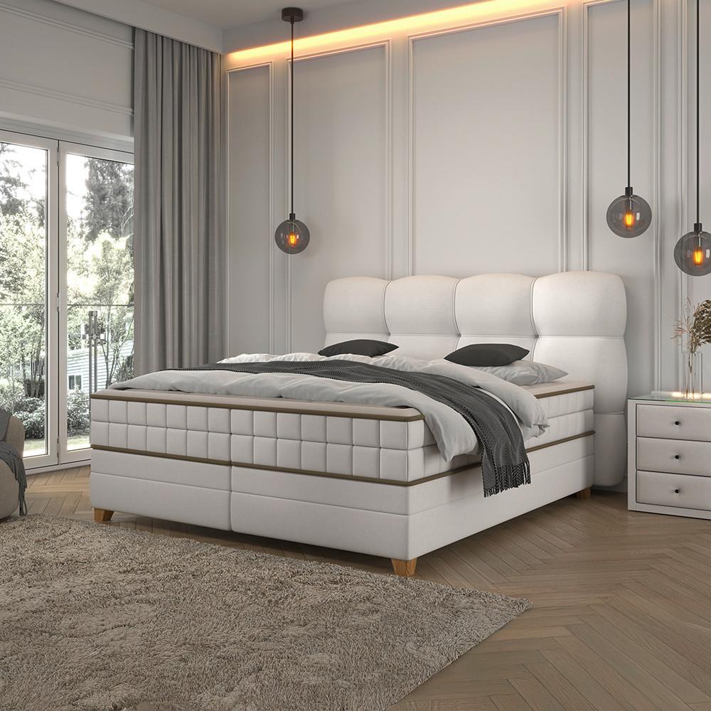 Boxspringbett Bianco Beige ca. 160x200cm - Beige, KONVENTIONELL, Holz/Holzwerkstoff (160/200cm) - Premium Living