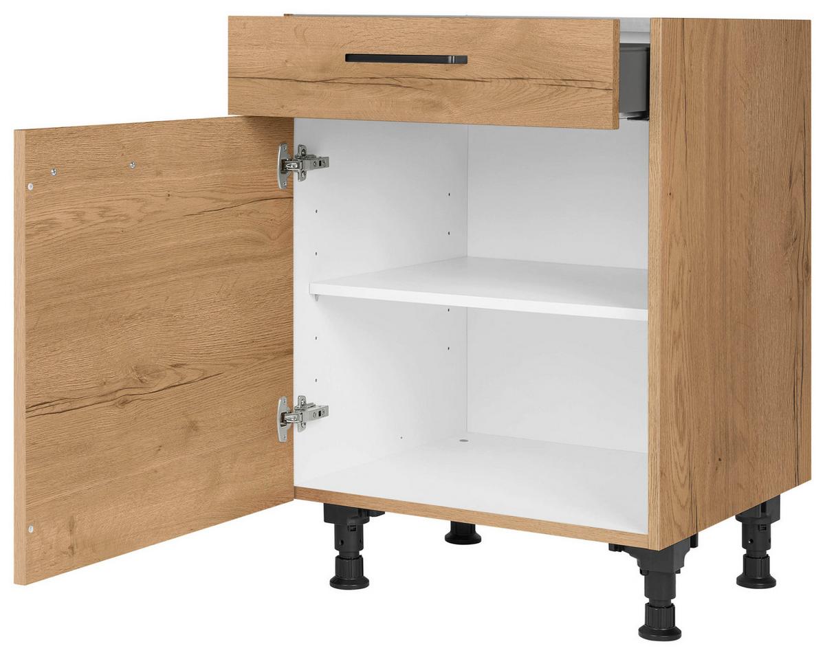 Schubkastenunterschrank Structura Eiche - Eiche dunkel/Eichefarben, MODERN, Holzwerkstoff/Metall (60/87/56cm) - Nobilia