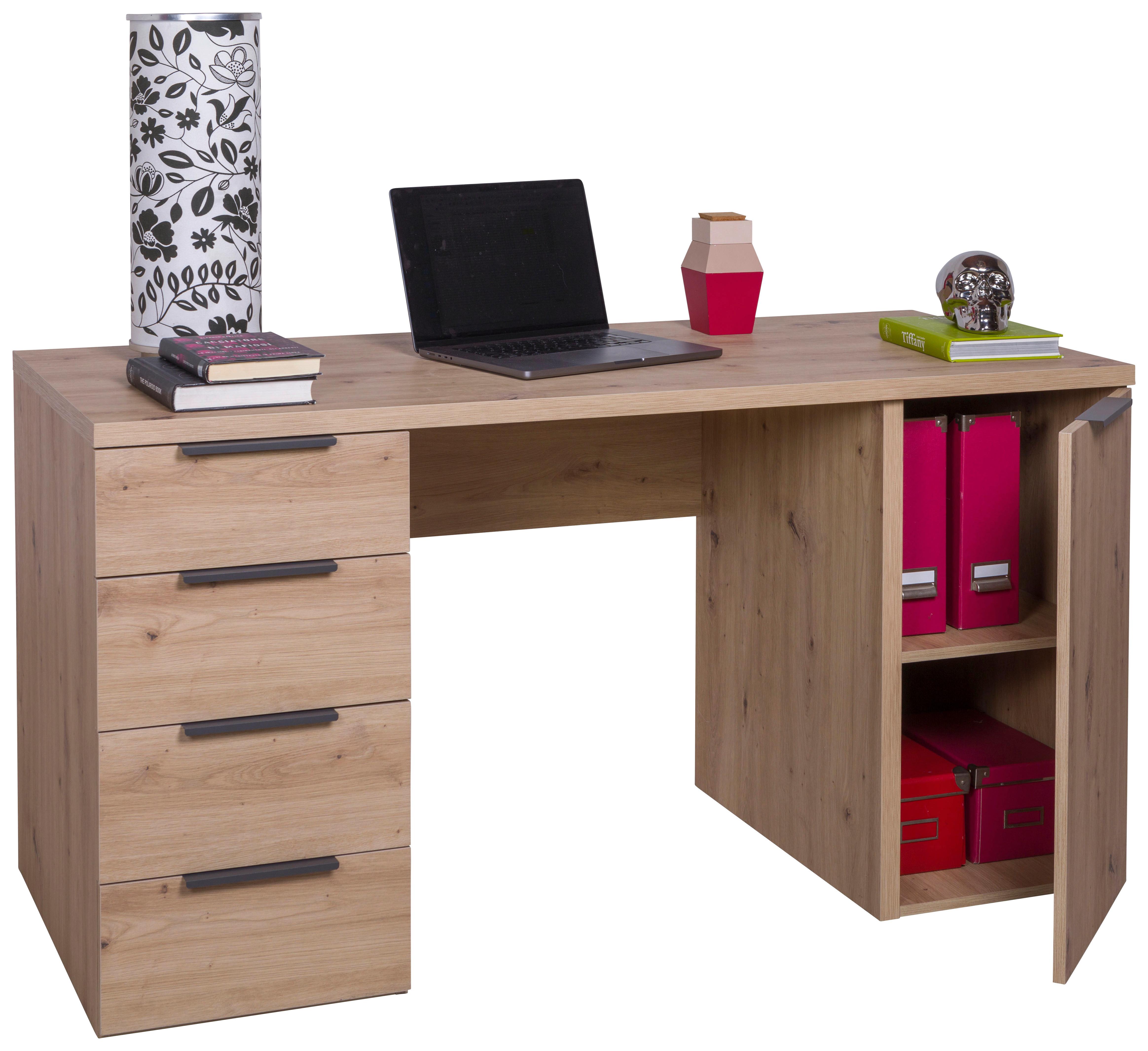 Íróasztal Carlos - Artisan tölgy/antracit, Modern, faalapú anyag/fém (146/74/60cm) - Mömax