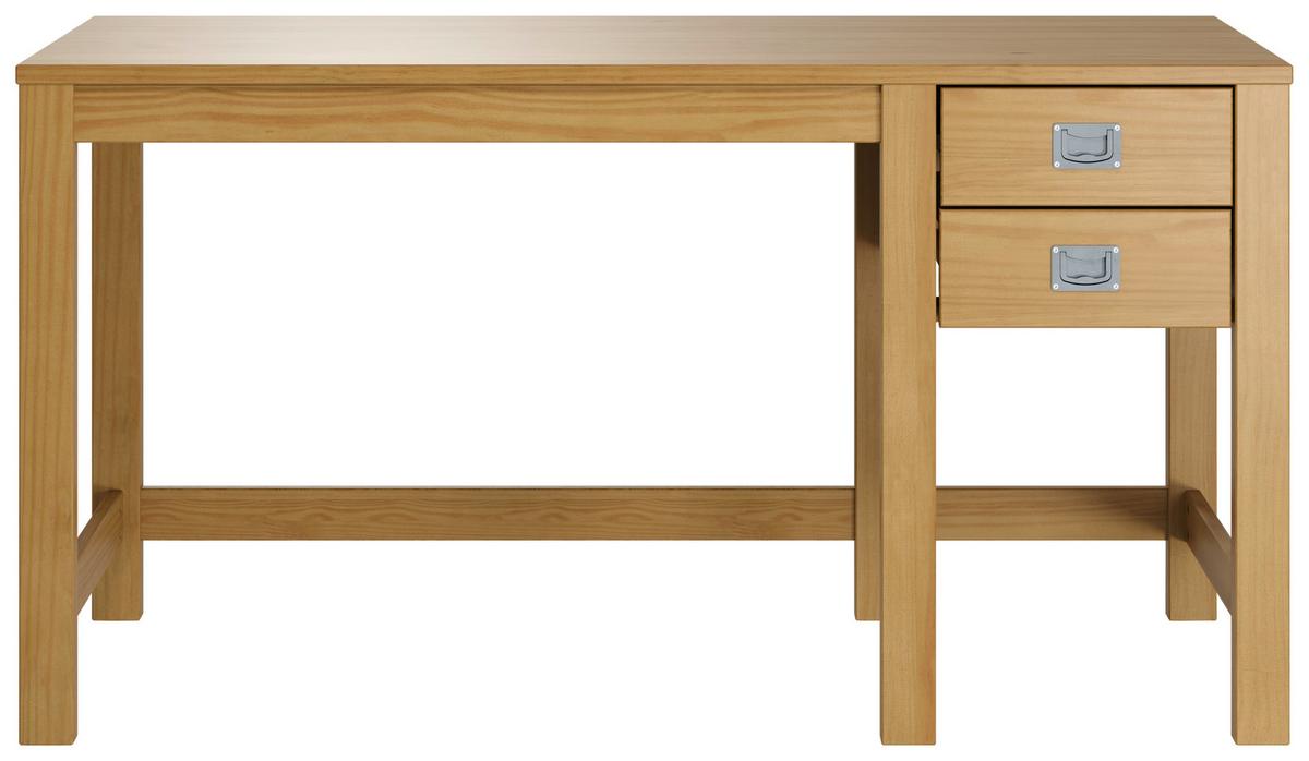 BIURKO ETERNO - kolor srebrny/kolor naturalny, Natur, materiał drewnopochodny/metal (140/60/75cm) - Livetastic