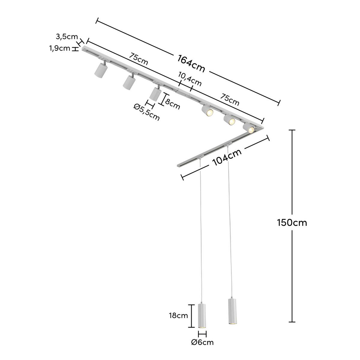 SYSTEM SZYNOWY BINE - biały/kolor chromowy, Trend, tworzywo sztuczne/metal (262cm) - Novel