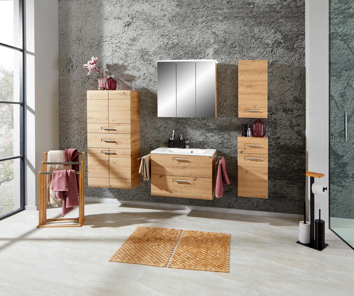 Omarica Za Pod Umivalnik Avensis 304 - barve kroma/barve hrasta, Moderno, kovina/leseni material (75/53/45cm) - Mömax