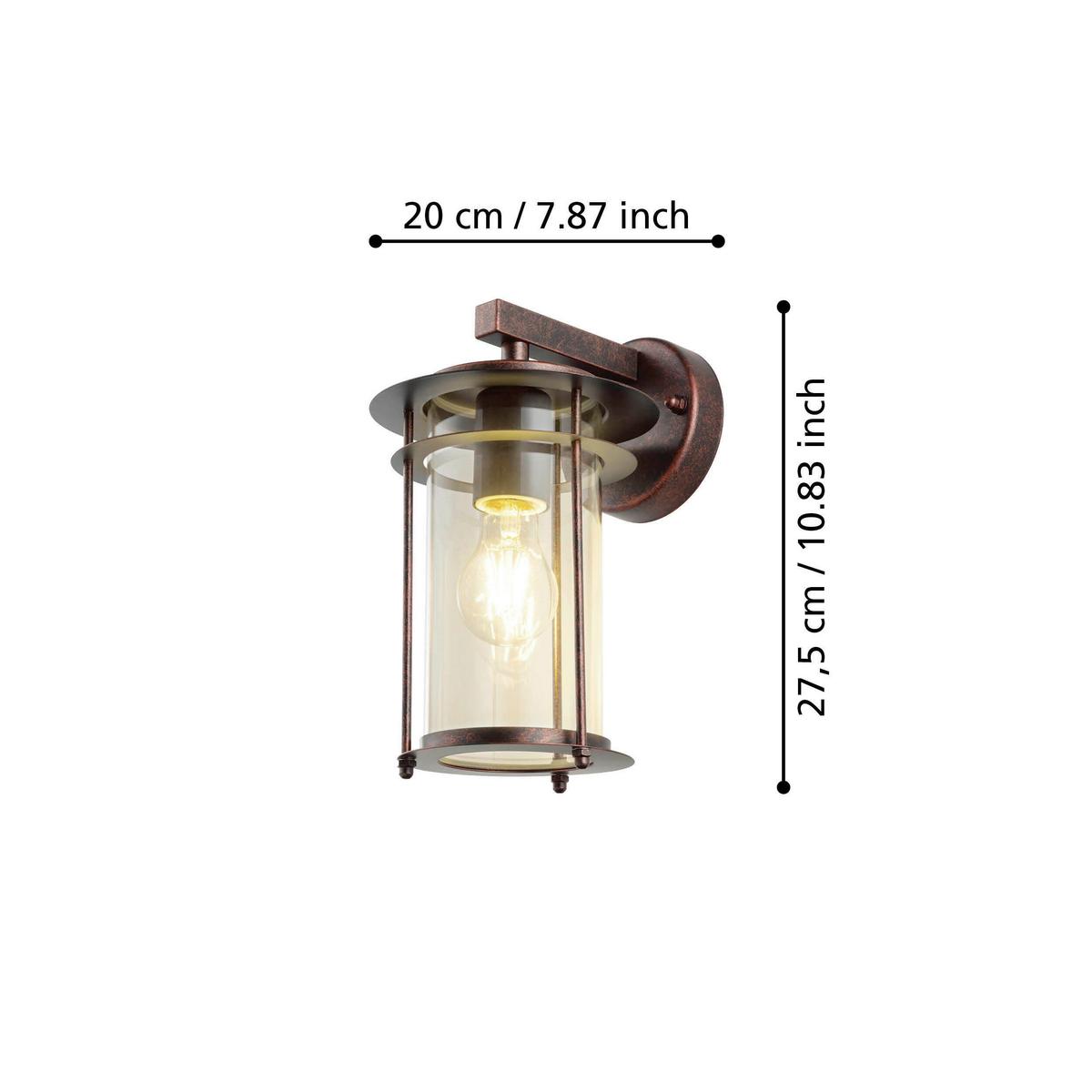 Aussenwandleuchte 96241 Valdeo - Klar/Transparent, Basics, Glas/Metall (16,5/27,5/20cm) - Eglo