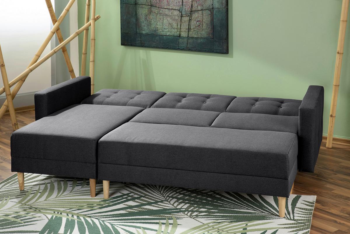 ECKSCHLAFSOFA EASY RELAX - Eschefarben/Graphitfarben, MODERN, Holz/Textil (223/152cm) - Max Winzer