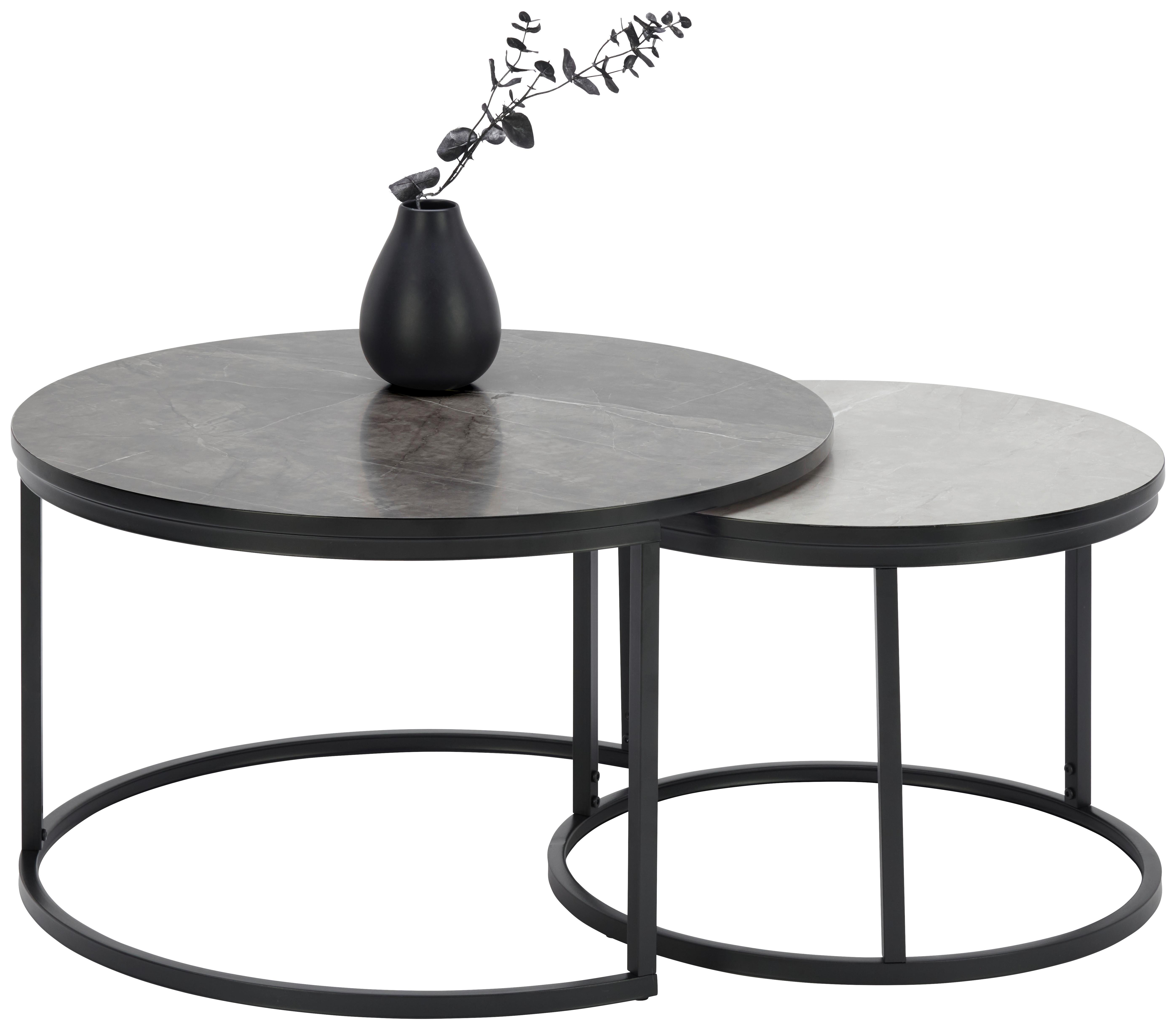 ZESTAW STOLIKÓW KAWOWYCH CIARA    -TIME- - jasnoszary/ciemnoszary, Design, materiał drewnopochodny/metal (60-80/60-80/42-45cm) - Ti'me