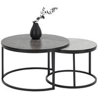 ZESTAW STOLIKÓW KAWOWYCH CIARA    -TIME- - jasnoszary/ciemnoszary, Design, materiał drewnopochodny/metal (60-80/60-80/42-45cm) - Ti'me
