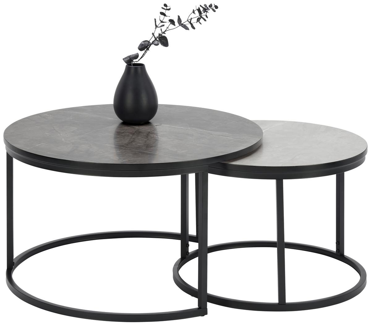 ZESTAW STOLIKÓW KAWOWYCH CIARA    -TIME- - jasnoszary/ciemnoszary, Design, materiał drewnopochodny/metal (60-80/60-80/42-45cm) - Ti'me