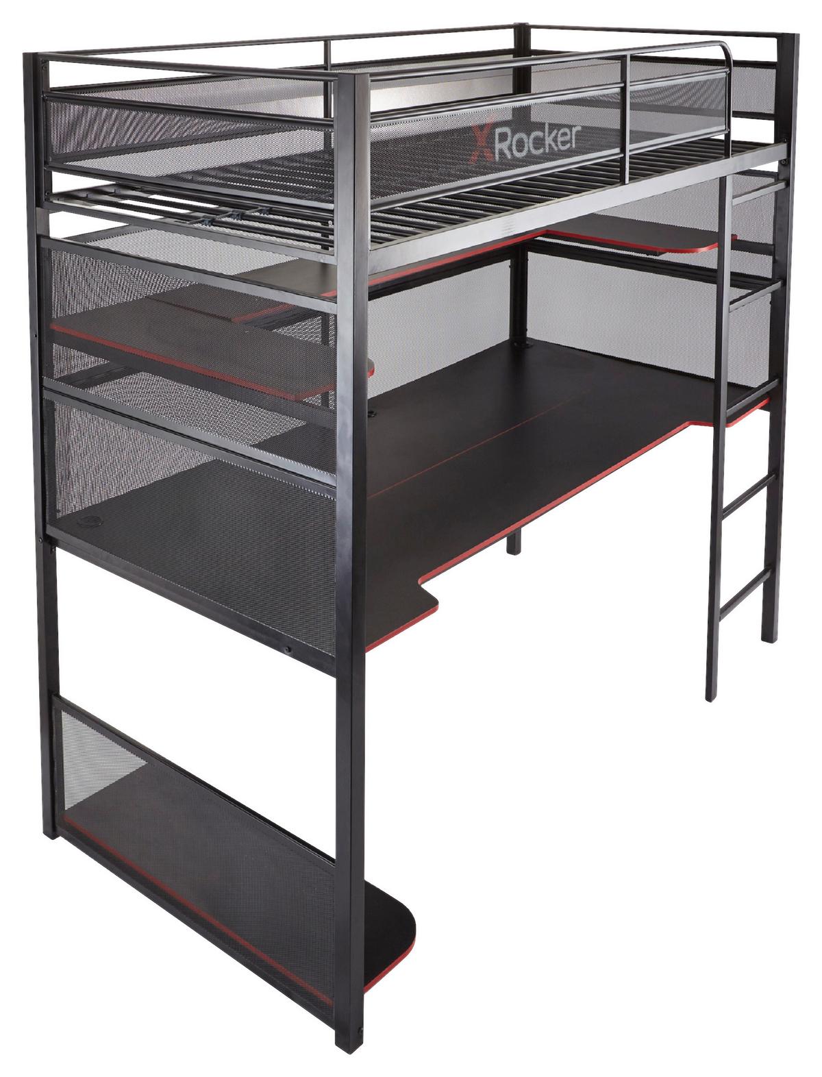 Hochbett Bunk Bed Schwarz LF: ca. 90x190 cm - Schwarz, MODERN, Metall (90/190cm) - X Rocker