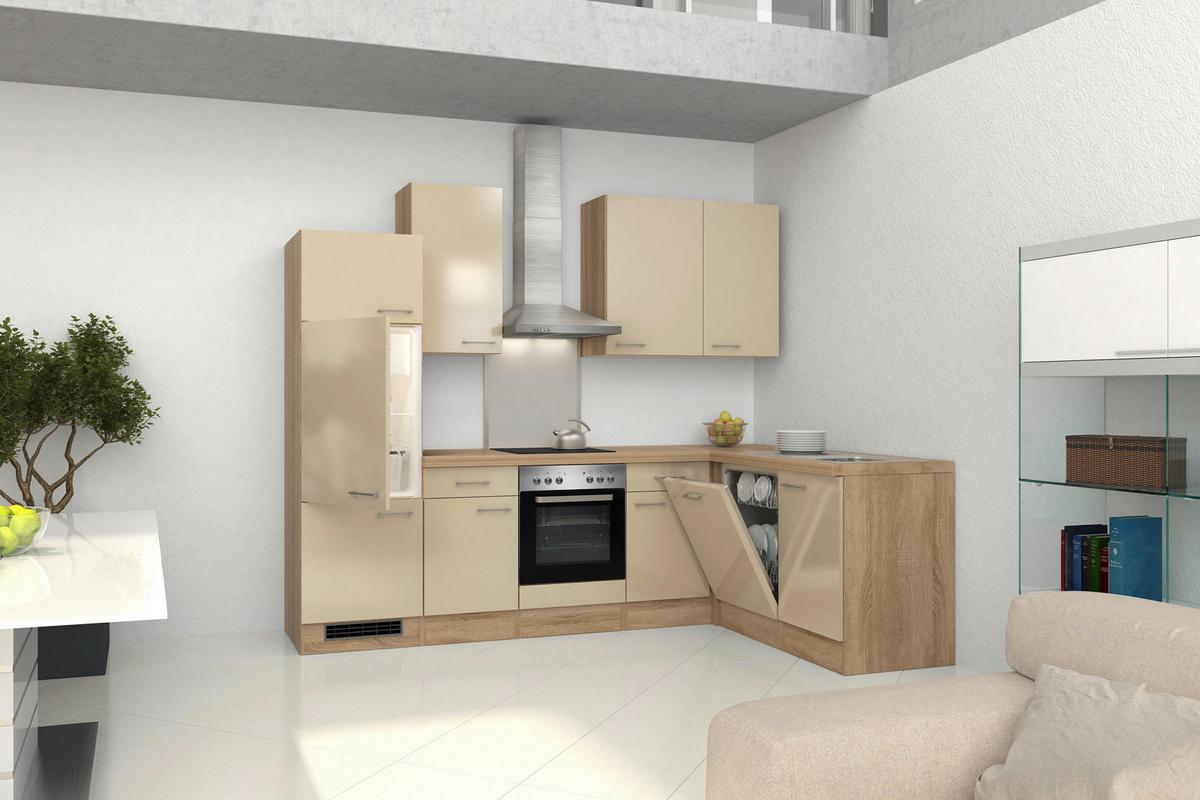 Eckküche Nepal ca. 280x170cm Kaschmir/Sonoma Eiche - Kaschmir/Edelstahlfarben, MODERN, Holzwerkstoff/Metall (280/170cm) - FlexWell