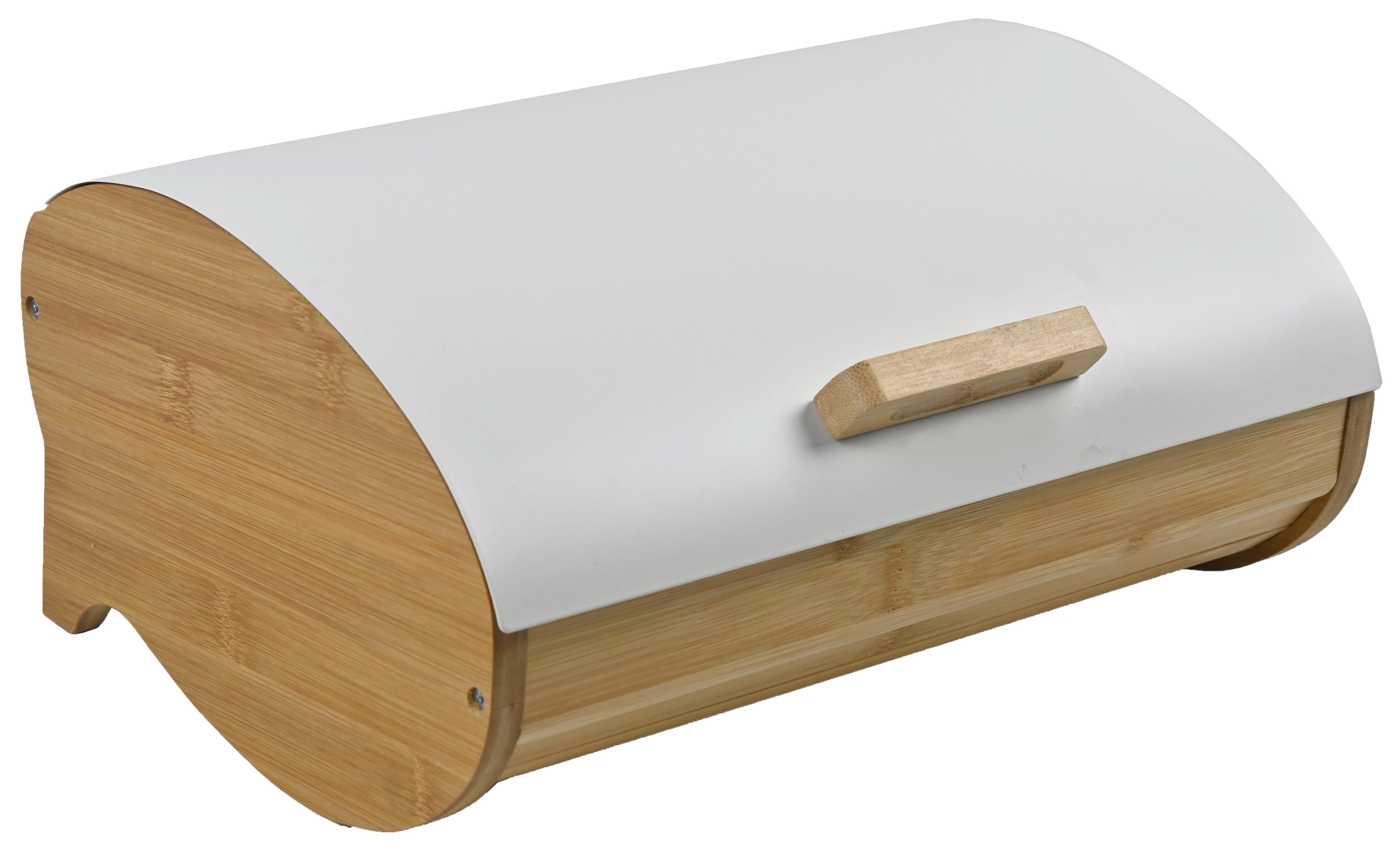 Brotbox Svea in Naturfarben - Naturfarben/Weiß, MODERN, Holz/Metall (35/25/15,5cm) - Mömax