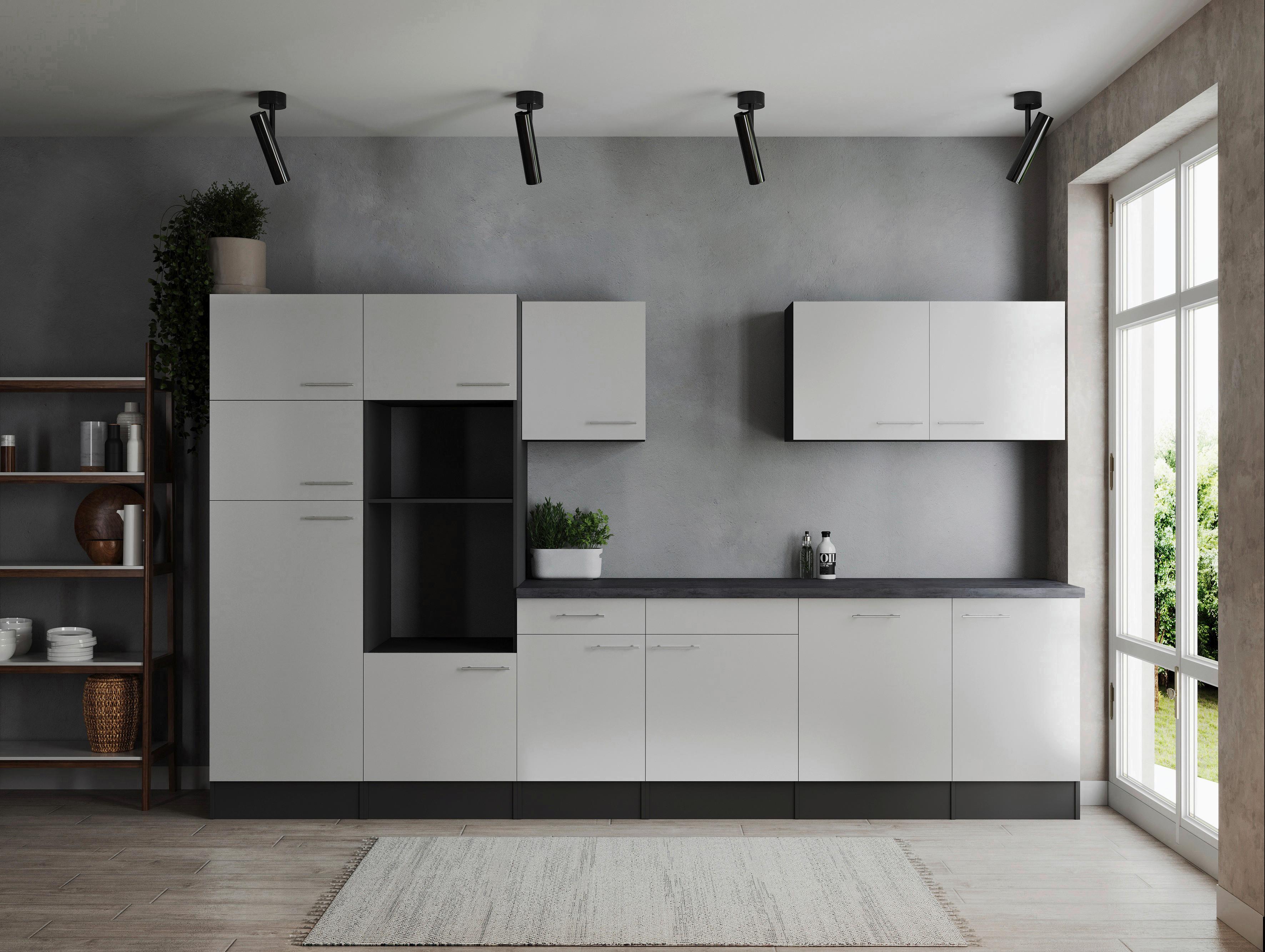 Kuhinjski Blok Brez Aparatov Oliver, 340cm - srebrne barve/siva, Design, kovina/leseni material (340cm) - Respekta